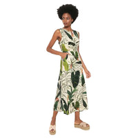 Osklen Midi Rustic Heliconia Off Beige Dress