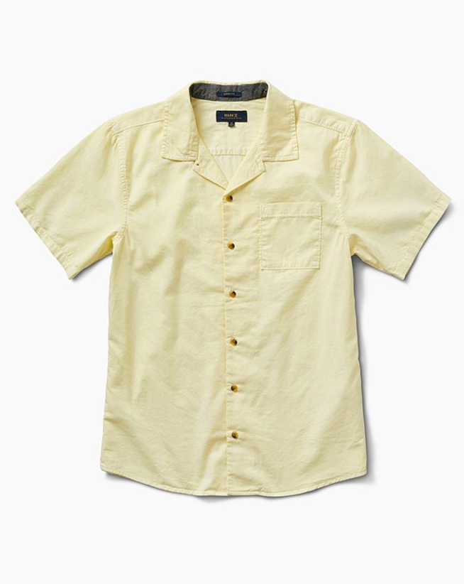 Roark Revival Mens Well Worn Organic Cotton Button Up Shirt Misty Yellow