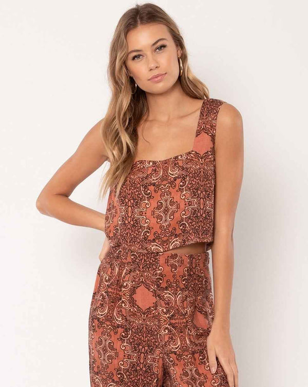 Amuse Society Raquel Crop Woven Tank - Grua Surf Co.