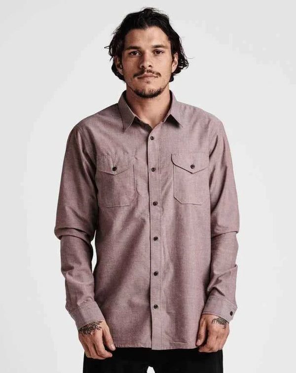Well Worn Long Sleeve Organic Button Up Shirt - Grua Surf Co.