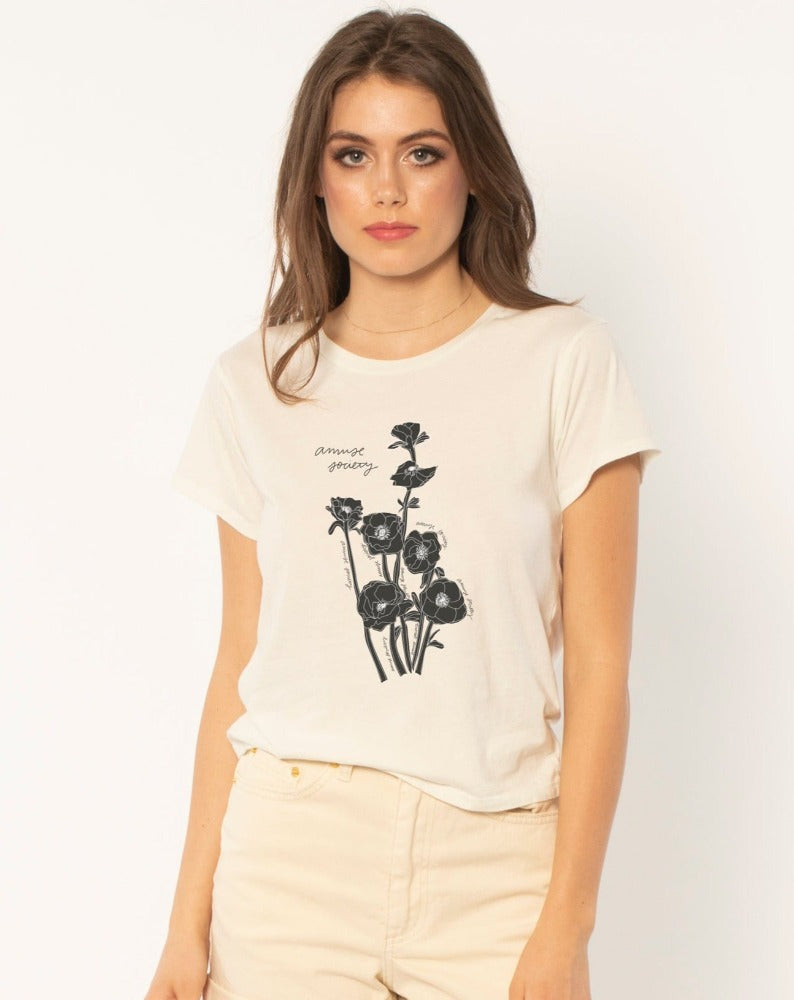 Amuse Society Flower Trail Fitted SS Knit Tee