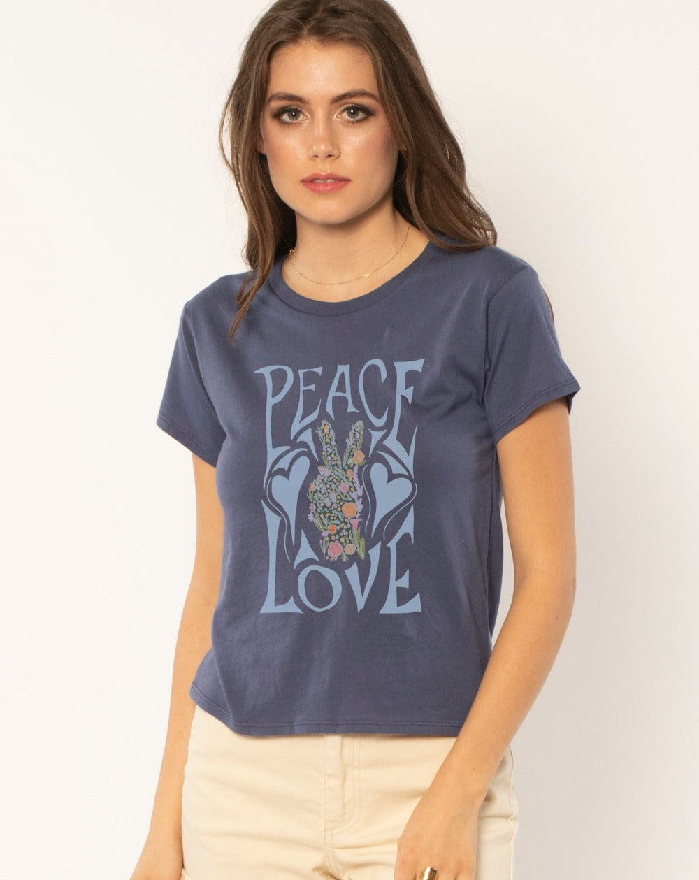 Amuse Society Peace and Love Fitted SS Tee